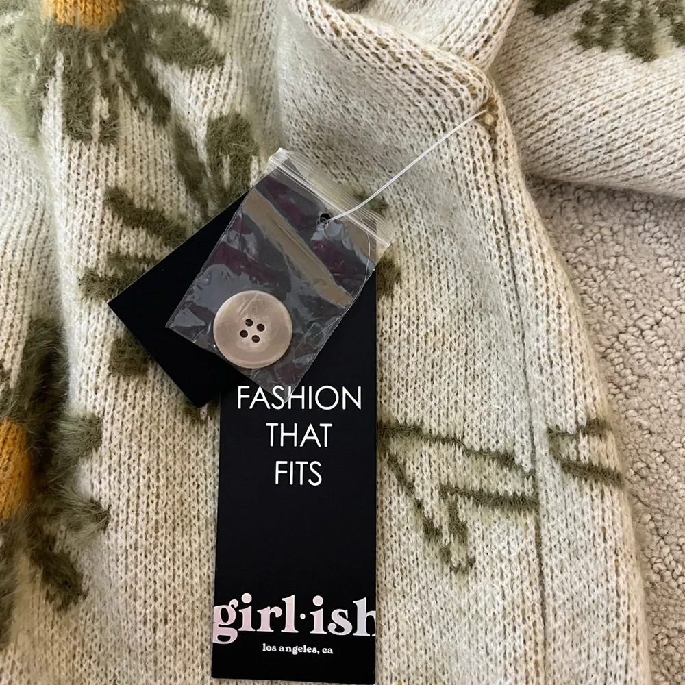 Girl.ish women’s Floral Patterned Cream and Green Sweater NWT size xs - Picture 4 of 4